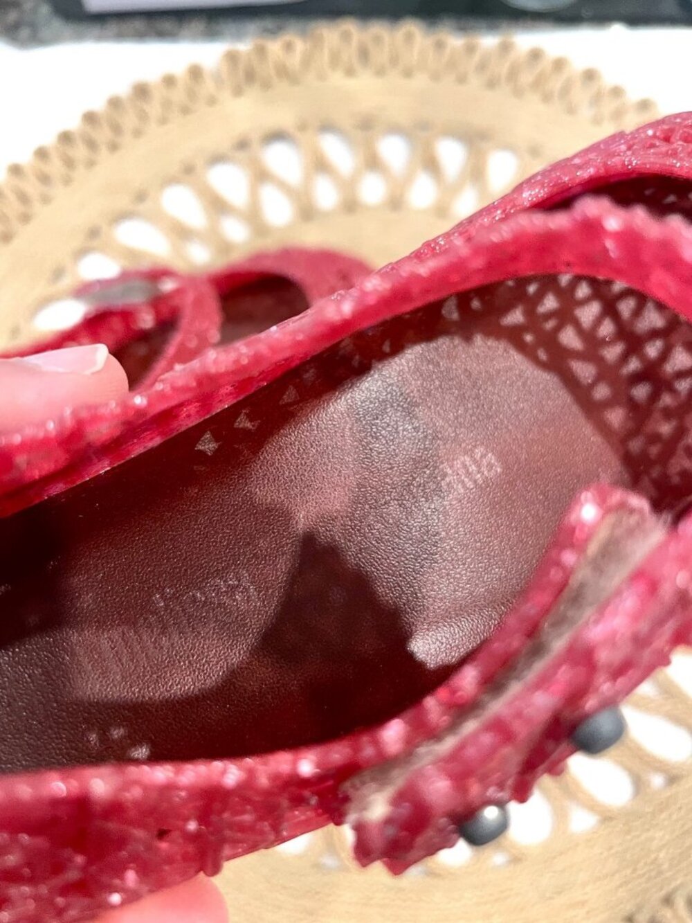 Mini Melissa x Campana Red Glitter Flat Size 8C Kidcore Y2K Girly Pop - Picture 8 of 10